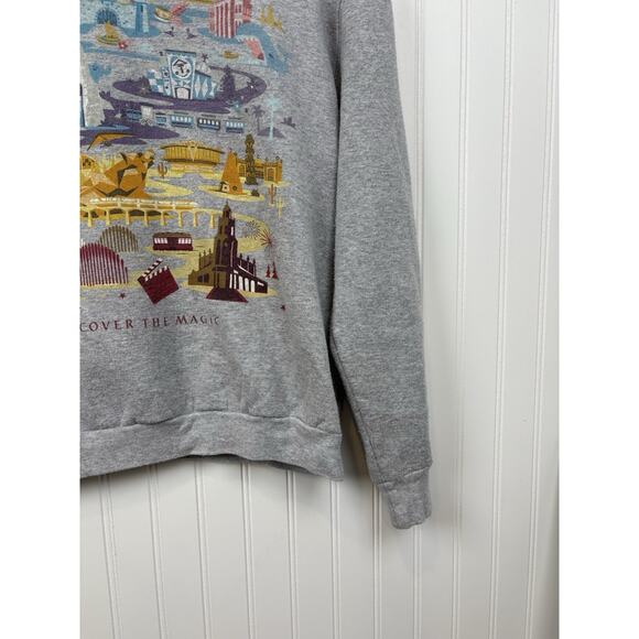 Disney Gray Cropped Printed Theme Park Crew Neck Sweater - Medium #171 - Picture 3 of 13